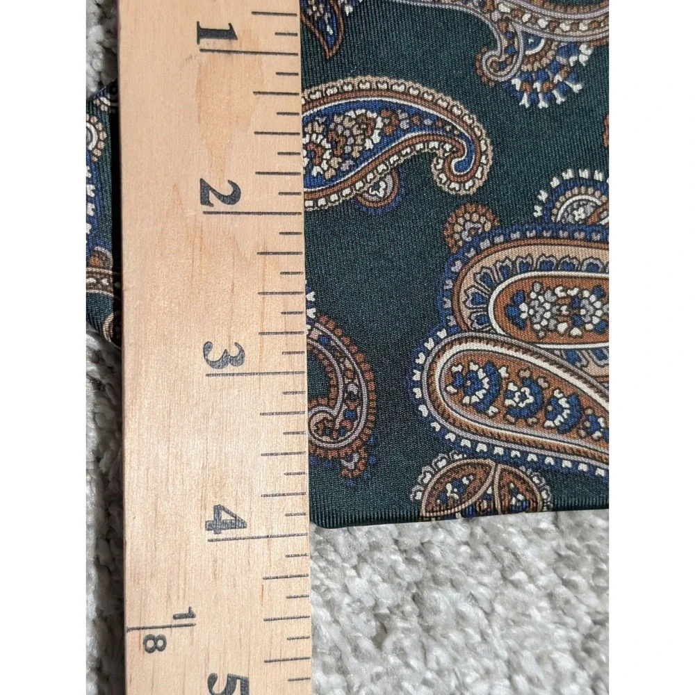Tie Mens OS Green Paisley 100%‎ Silk Italian Fabric Classic Wide Necktie